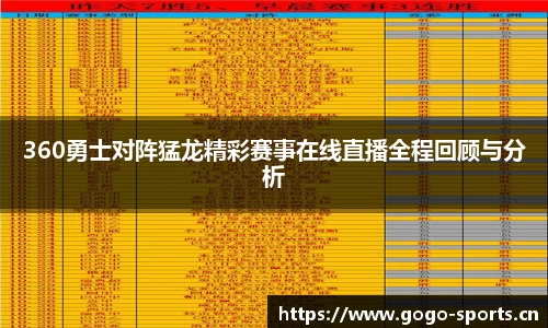 360勇士对阵猛龙精彩赛事在线直播全程回顾与分析